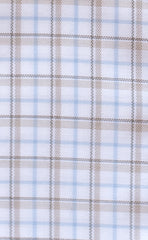 Tailored Fit Camel & Sky Twill Check Supima® Cotton Non-Iron Button-Down Collar Sport Shirt