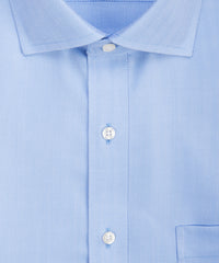 Slim Fit Blue Herringbone English Spread Collar Supima® Cotton Non-Iron Dress Shirt