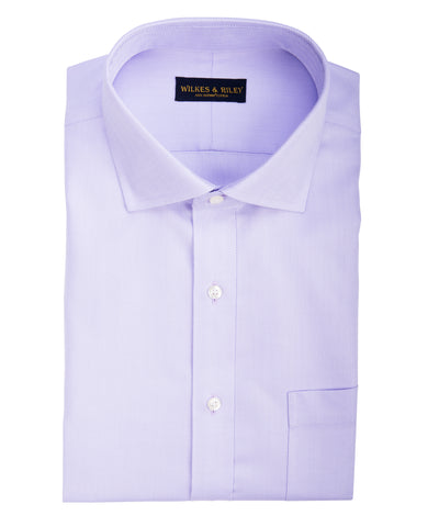Tailored fit Lavendar Herringbone English Spread Collar Supima® Cotton Non-Iron Dress Shirt