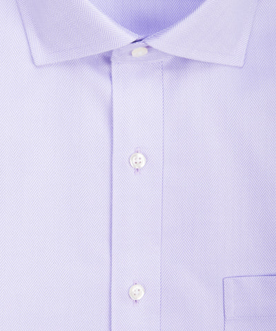 Slim Fit Lavender Herringbone English Spread Collar Supima® Cotton Non-Iron Dress Shirt