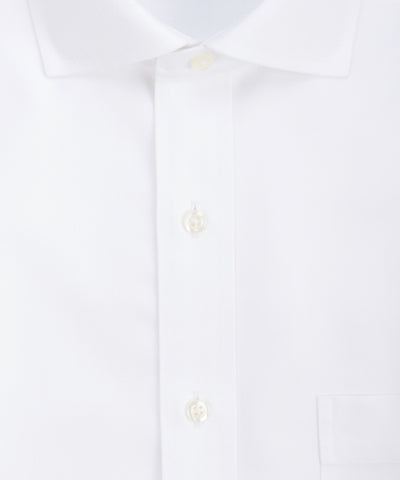 Tailored fit White Herringbone English Spread Collar Supima® Cotton Non-Iron Dress Shirt