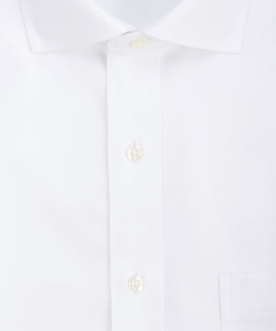 Tailored fit White Herringbone English Spread Collar Supima® Cotton Non-Iron Dress Shirt (B/T)