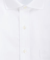 Tailored fit White Herringbone English Spread Collar Supima® Cotton Non-Iron Dress Shirt (B/T)