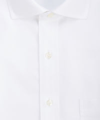 Slim Fit White Herringbone English Spread Collar Supima® Cotton Non-Iron Dress Shirt