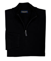 Ultra - fine Zegna Baruffa Half - Zip Merino Wool Sweater - Black - Wilkes & Riley, LLC
