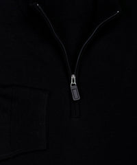 Ultra - fine Zegna Baruffa Half - Zip Merino Wool Sweater - Black - Wilkes & Riley, LLC