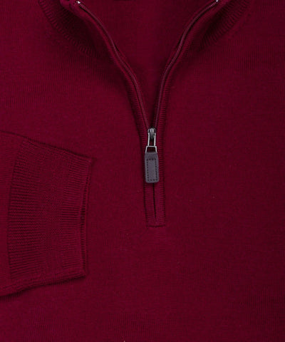 Ultra - fine Zegna Baruffa Half - Zip Merino Wool Sweater - Burgundy - Wilkes & Riley, LLC