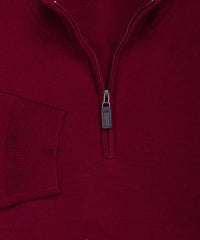 Ultra - fine Zegna Baruffa Half - Zip Merino Wool Sweater - Burgundy - Wilkes & Riley, LLC