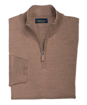 Ultra - fine Zegna Baruffa Half - Zip Merino Wool Sweater - Camel - Wilkes & Riley, LLC