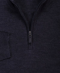 Ultra - fine Zegna Baruffa Half - Zip Merino Wool Sweater - Charcoal - Wilkes & Riley, LLC