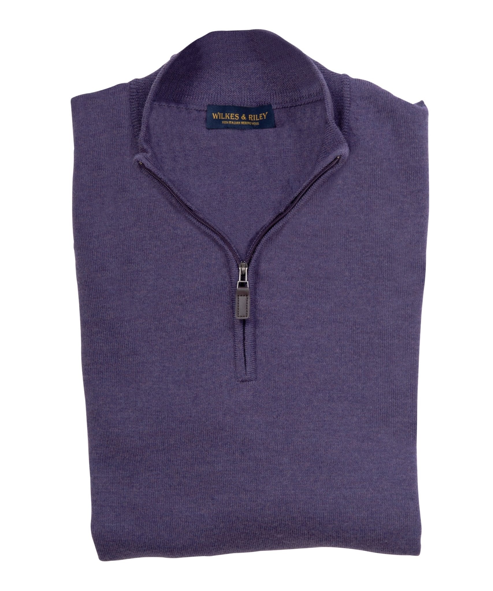 Ultra - fine Zegna Baruffa Half - Zip Merino Wool Sweater - Plum - Wilkes & Riley, LLC