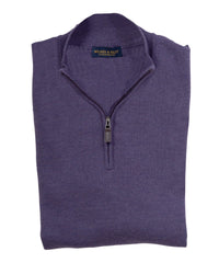 Ultra - fine Zegna Baruffa Half - Zip Merino Wool Sweater - Plum - Wilkes & Riley, LLC