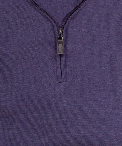 Ultra - fine Zegna Baruffa Half - Zip Merino Wool Sweater - Plum - Wilkes & Riley, LLC