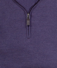 Ultra - fine Zegna Baruffa Half - Zip Merino Wool Sweater - Plum - Wilkes & Riley, LLC