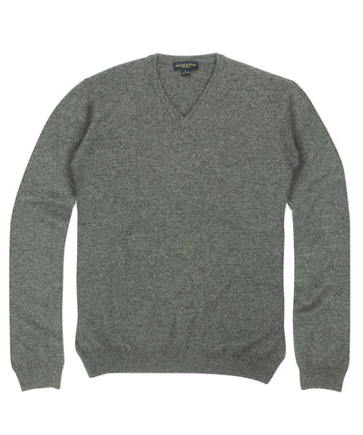 100% Cashmere Sweater w/ Loro Piana Yarn - Grey V-Neck