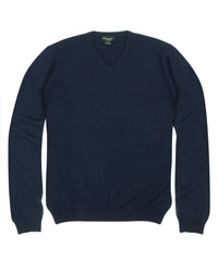 Wilkes & Riley 100% Cashmere Sweater W/ Loro Piana Yarn - Navy V-Neck