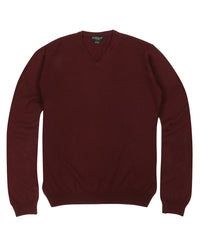 Wilkes & Riley 100% Cashmere V-neck Sweater W/ Loro Piana Yarn - Burgundy 