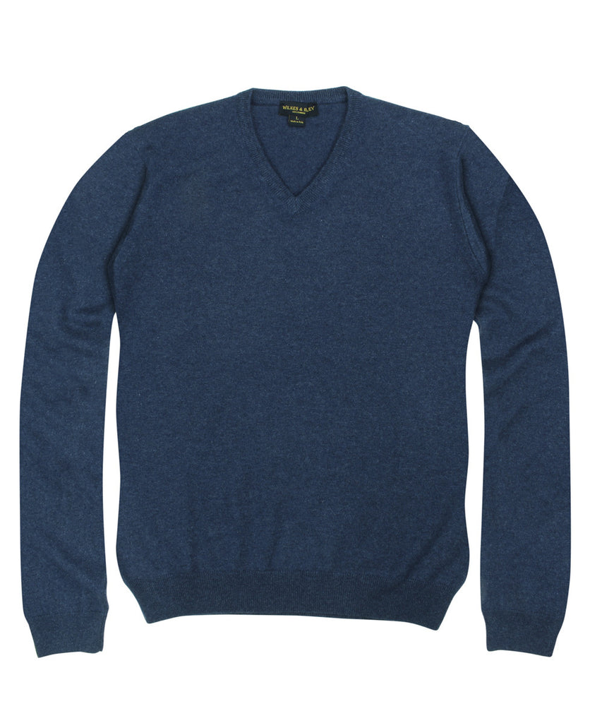 100% Cashmere V-Neck Sweater w/ Loro Piana Yarn in Grey – Wilkes & Riley