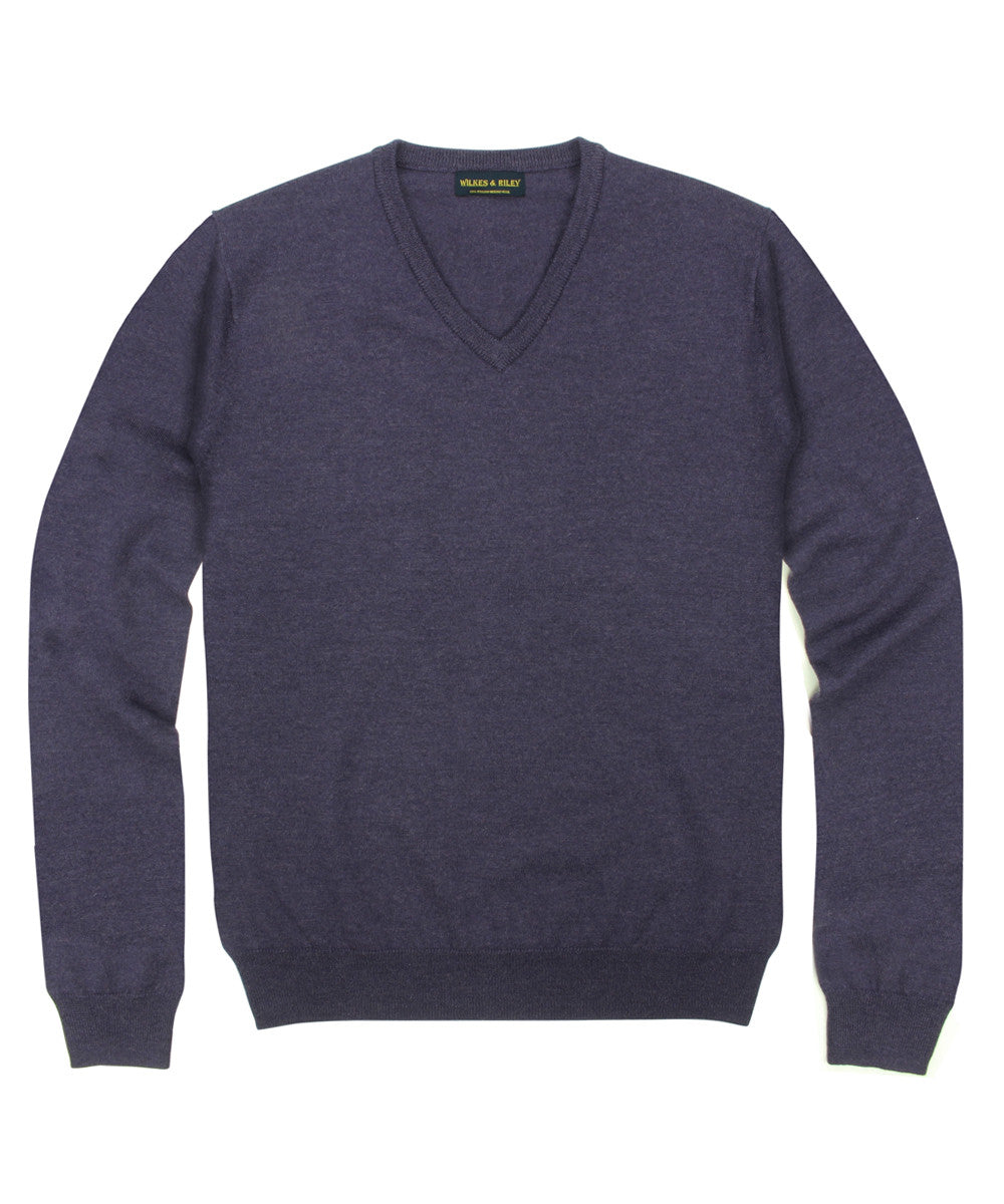 Wilkes & Riley 100% Pure Merino Wool Zegna Baruffa V-neck