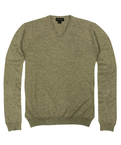 100% Cashmere Sweater w/ Loro Piana Yarn - Taupe V-Neck