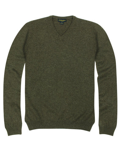 100% Cashmere Sweater w/ Loro Piana Yarn - Brown V-Neck
