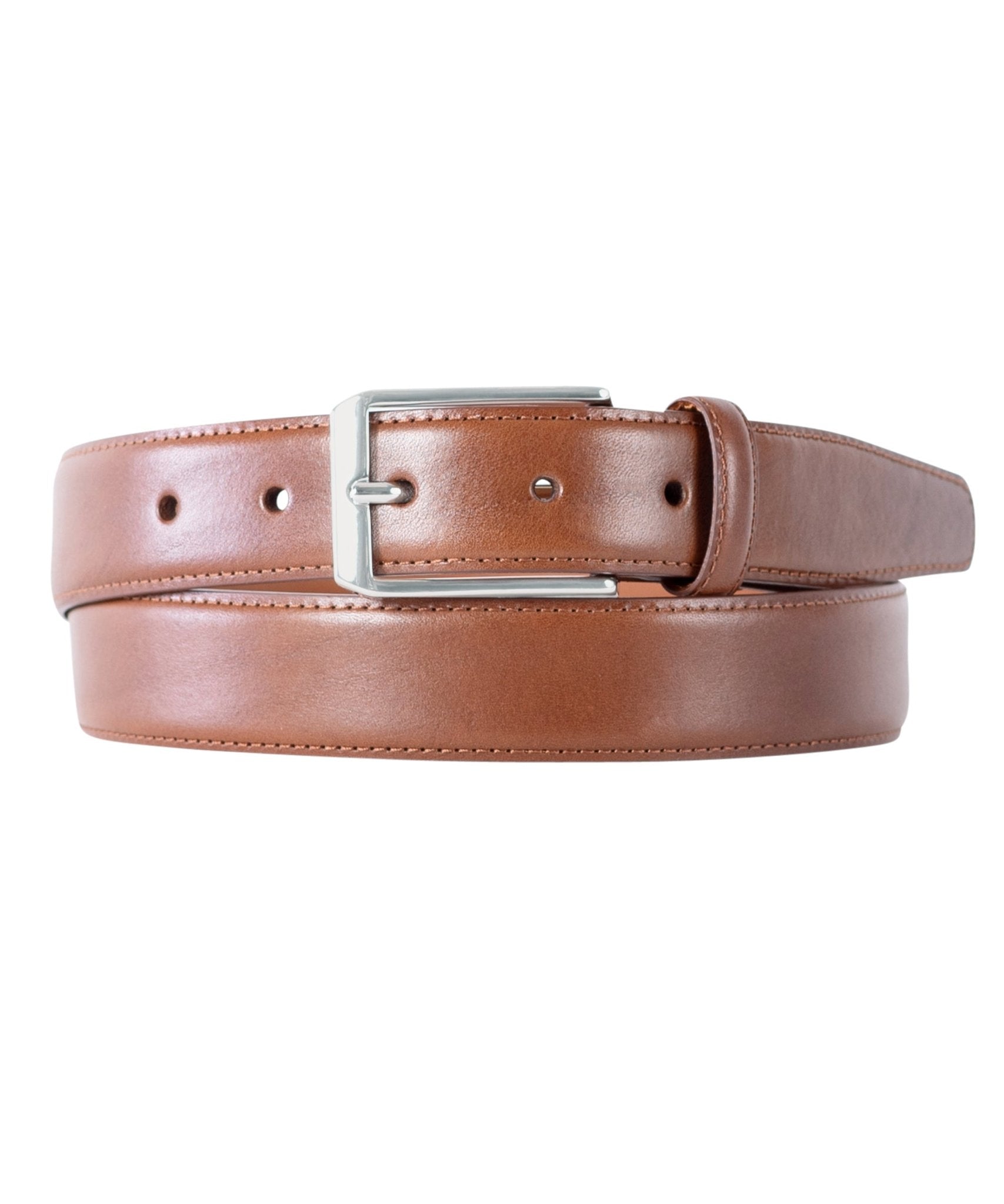 Walnut Calfskin Edge Stitched Belt - Wilkes & Riley, LLC