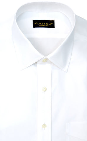 Tailored Fit White Solid Spread Collar Supima® Cotton Non-Iron Pinpoint Oxford Dress Shirt (B/T)