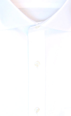 Slim Fit White Solid English Spread Collar Supima® Cotton Non-Iron Pinpoint Oxford Dress Shirt
