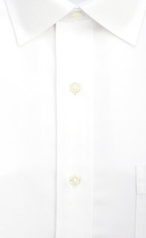 Tailored fit White Herringbone Spread Collar Supima® Cotton Non-Iron Dress Shirt