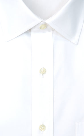 Wilkes and Riley Tailored Fit White Solid Spread Collar Supima® Cotton Non-Iron Pinpoint Oxford Dress Shirt Alt