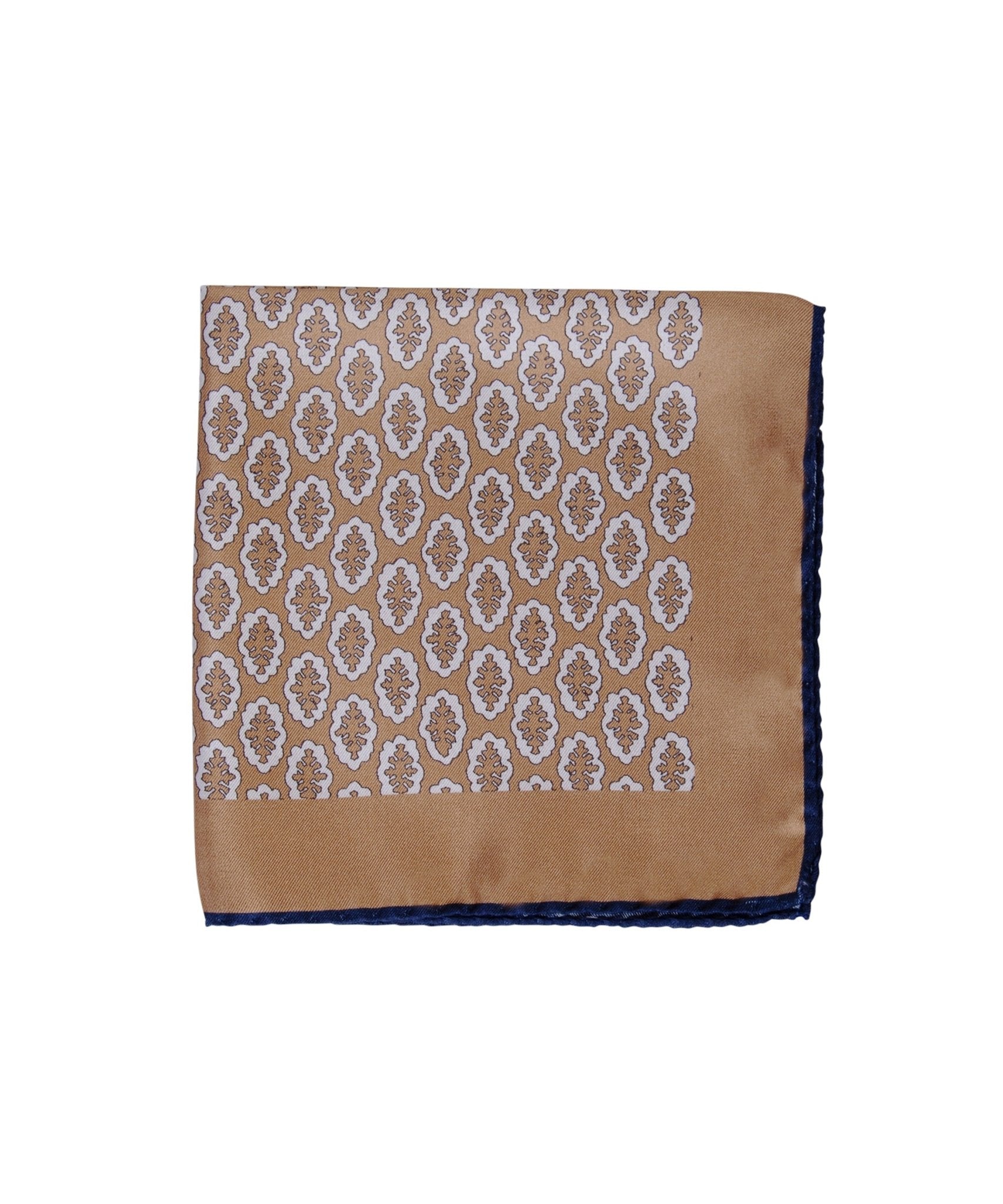 Wilkes & Riley Hand - Rolled Pocket Square - Gold Foulard - Wilkes & Riley, LLC