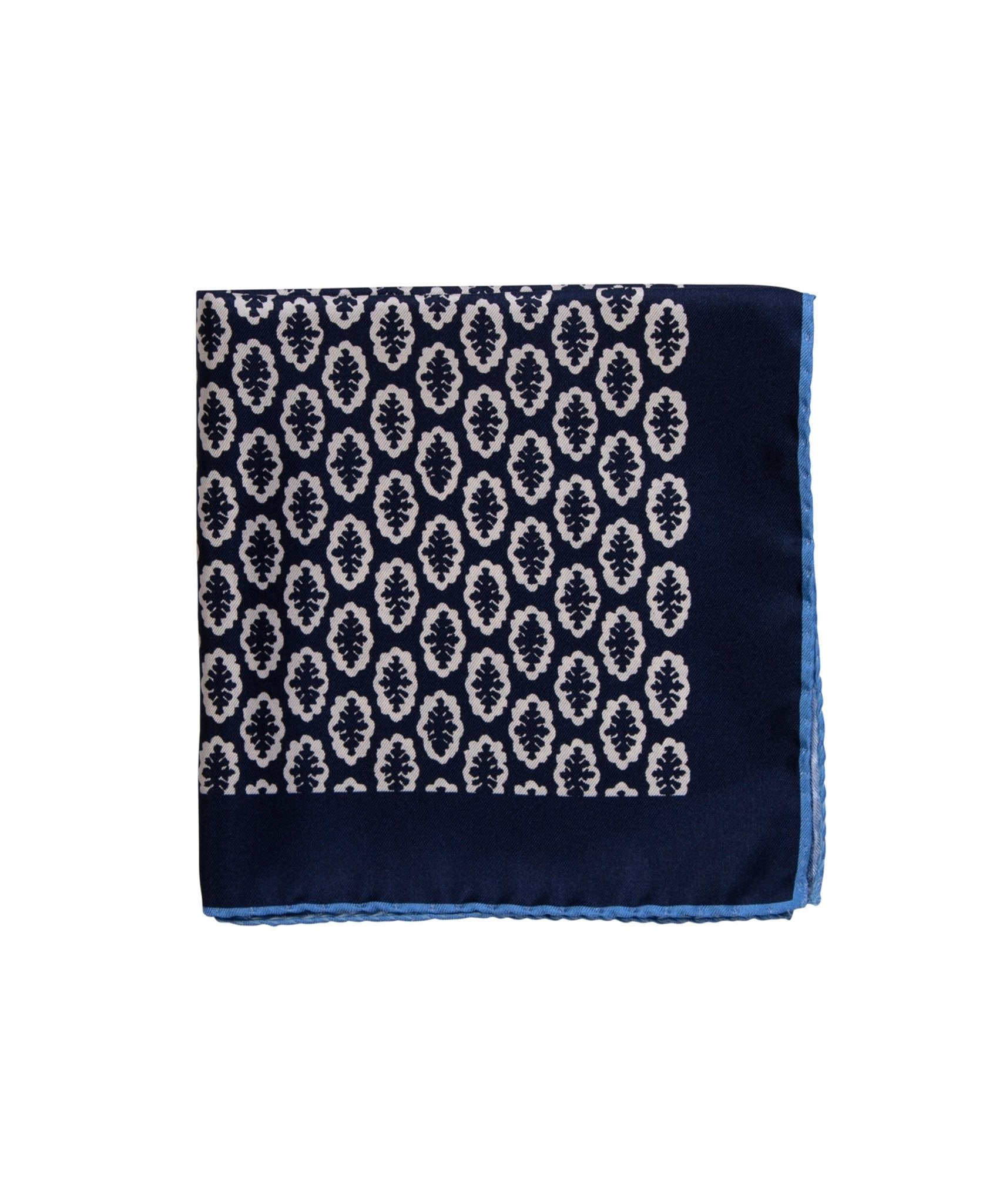 Wilkes & Riley Hand - Rolled Pocket Square - Navy Foulard - Wilkes & Riley, LLC
