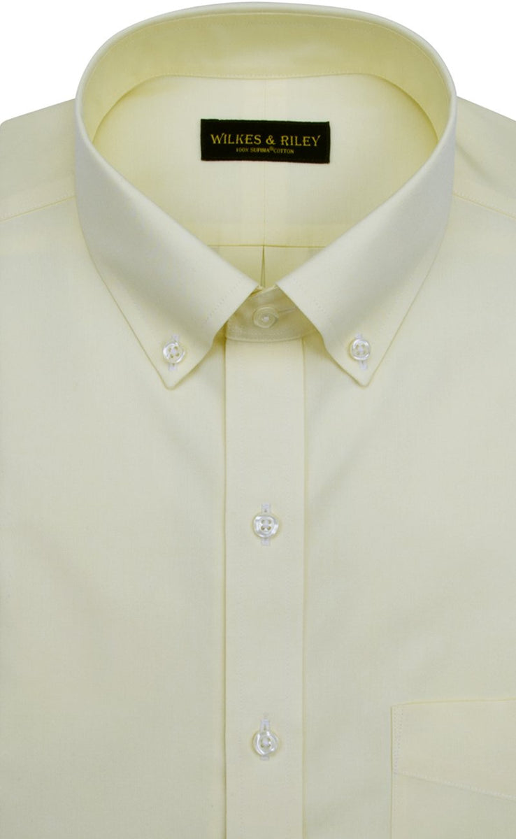 Classic Fit Yellow Solid Button-Down Collar Non-Iron Men's Dress Shir (B/T)  – Wilkes & Riley